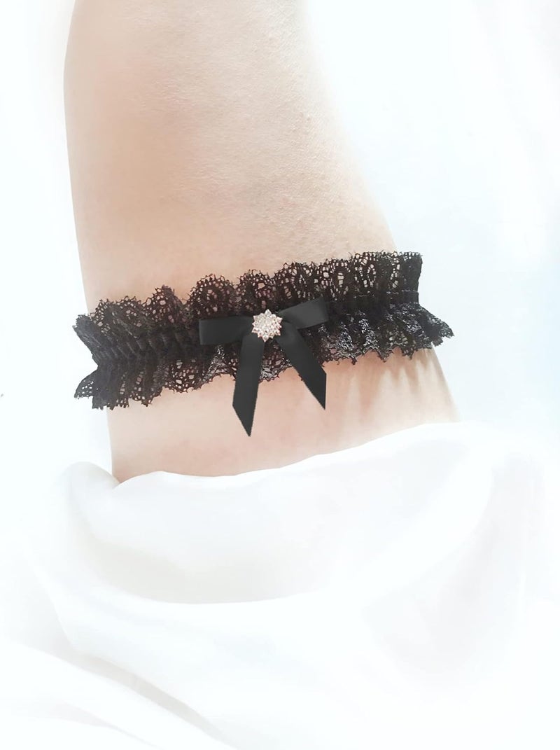 Ealafee Blue Garters for Bride Wedding Garter Set for Bride Bridal Garter Leg Thigh Blue - Image 2